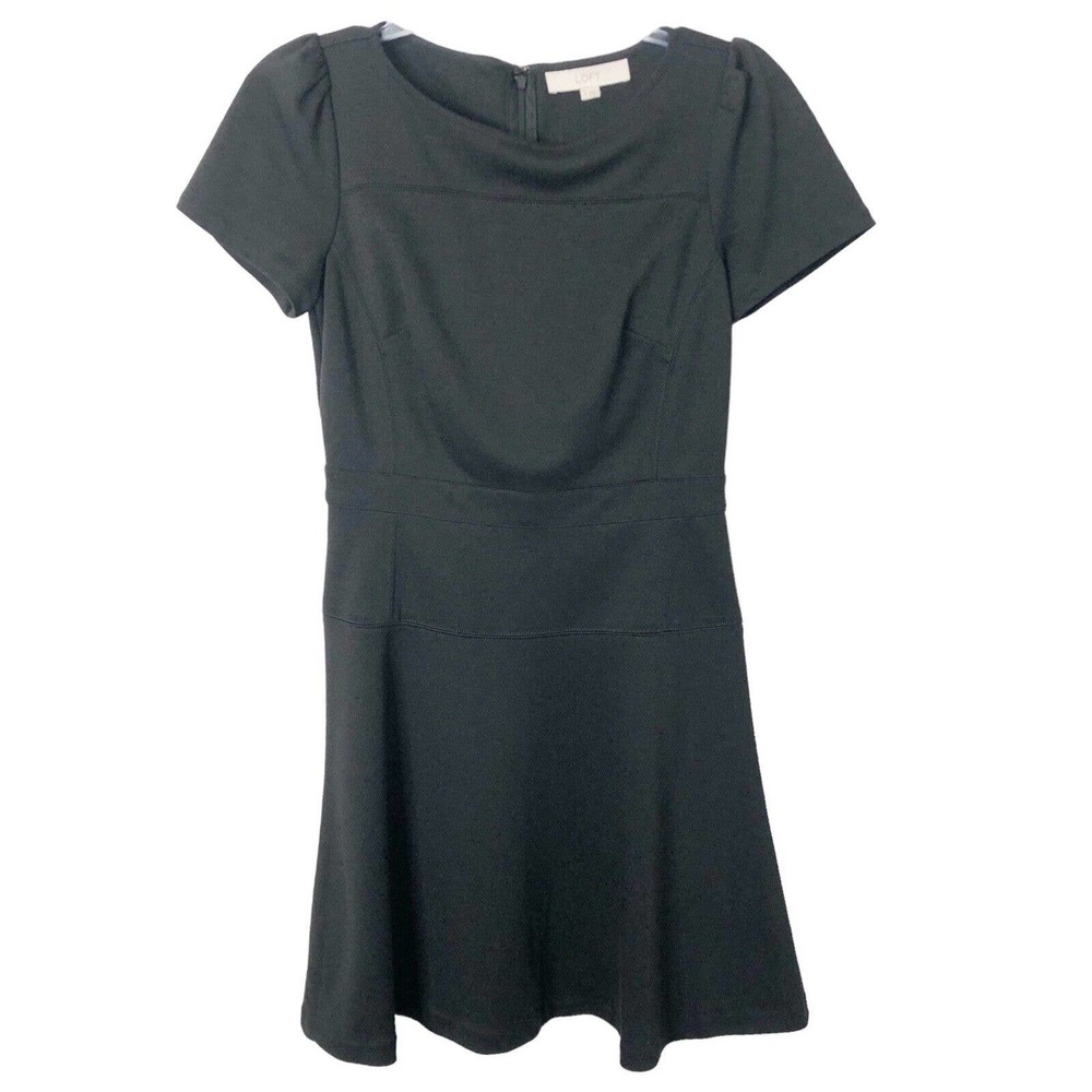 Ann Taylor Loft Women's Black Knee-Length Short Sleeve Back Zipper Dress Size 0